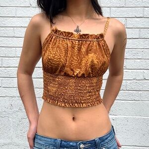 Urban Outfitters Tiger Swirl Smocked Babydoll Cami